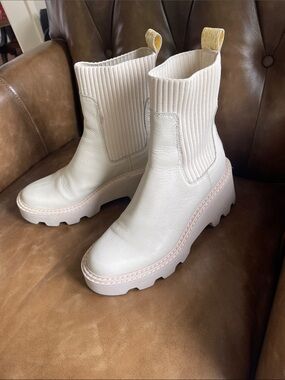 Dolce Vita Cream Chunky Lug Sole  Combat Boots